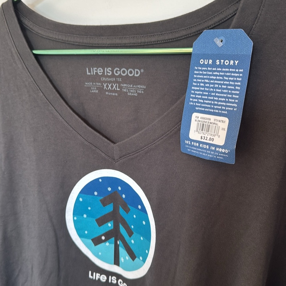 *NEW* WOMENS LIFE IS GOOD SNOWFALL CRUSHER V NECK TEE XXXL - Picture 2 of 4